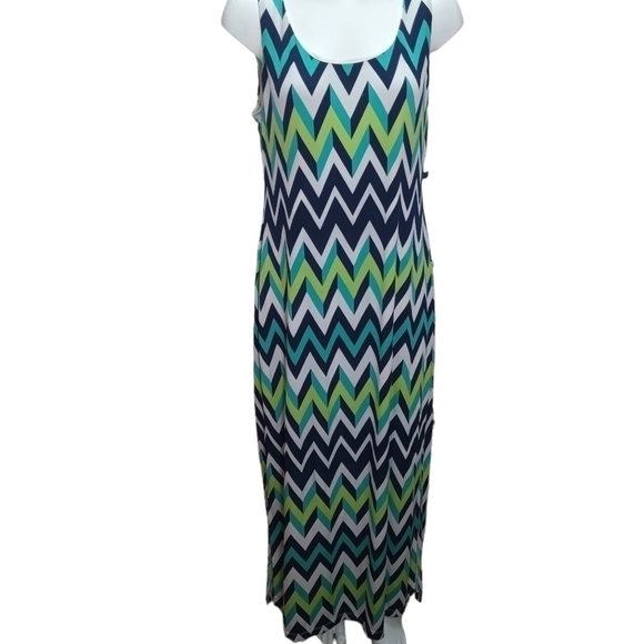 JESSICA Howard Bold Chevron dress EUC size Large - Picture 1 of 5